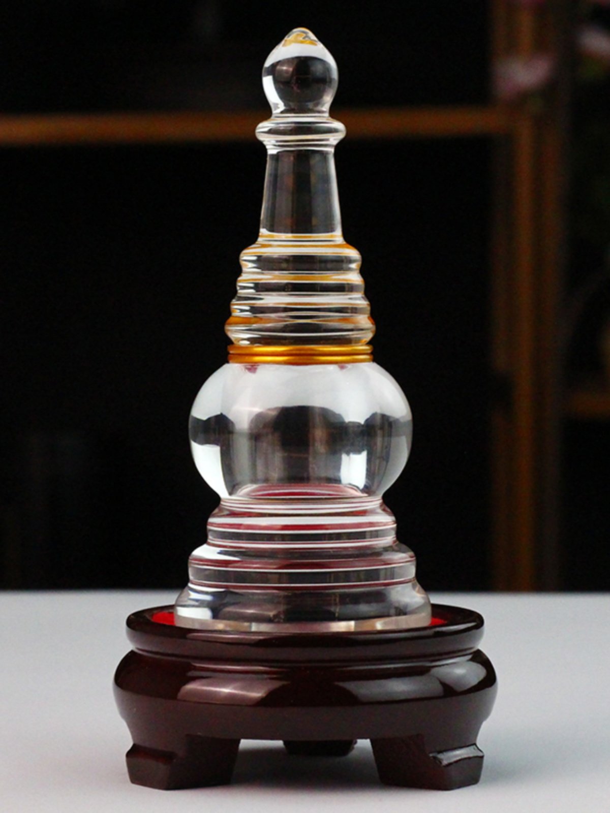 水晶舍利塔瓶密封装藏配木底座装舍利子的塔甘露丸瓶菩提塔饰摆件,家居饰品,落地摆件,淘宝优惠券,粉丝福利购,淘宝优惠卷