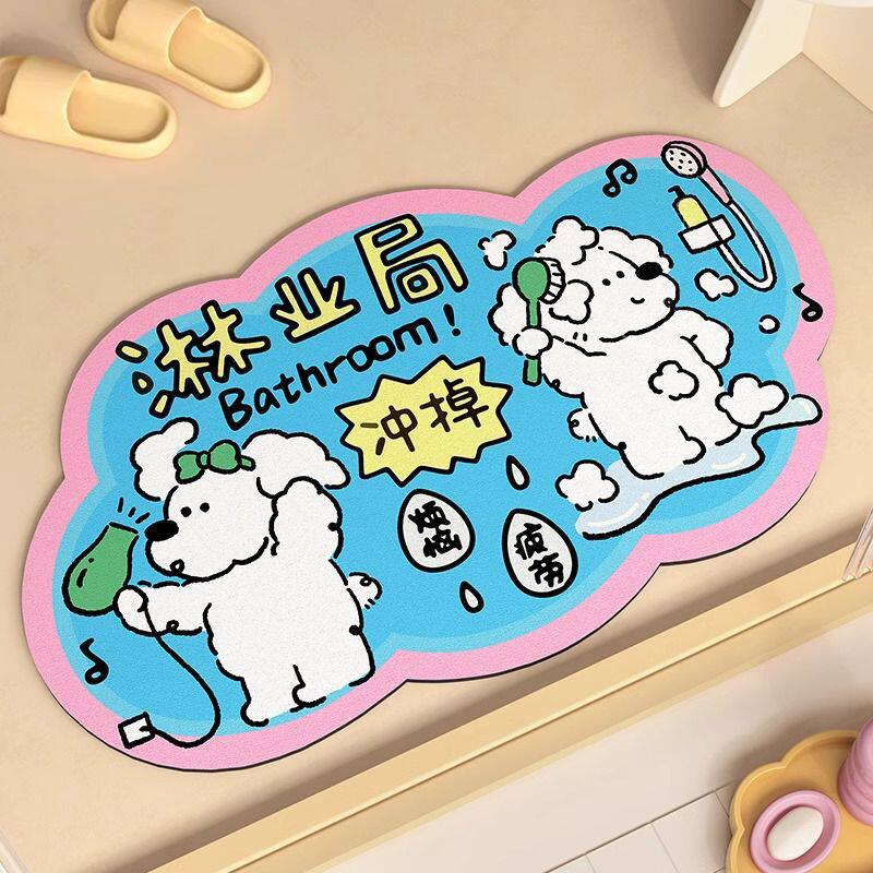 新款 浴室卫生间门口硅藻泥超强吸水垫厕所洗手间地垫速干防滑地