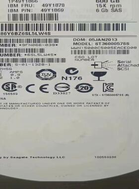 IBM 600G 15K 3.5 SAS 存储硬盘 49Y1