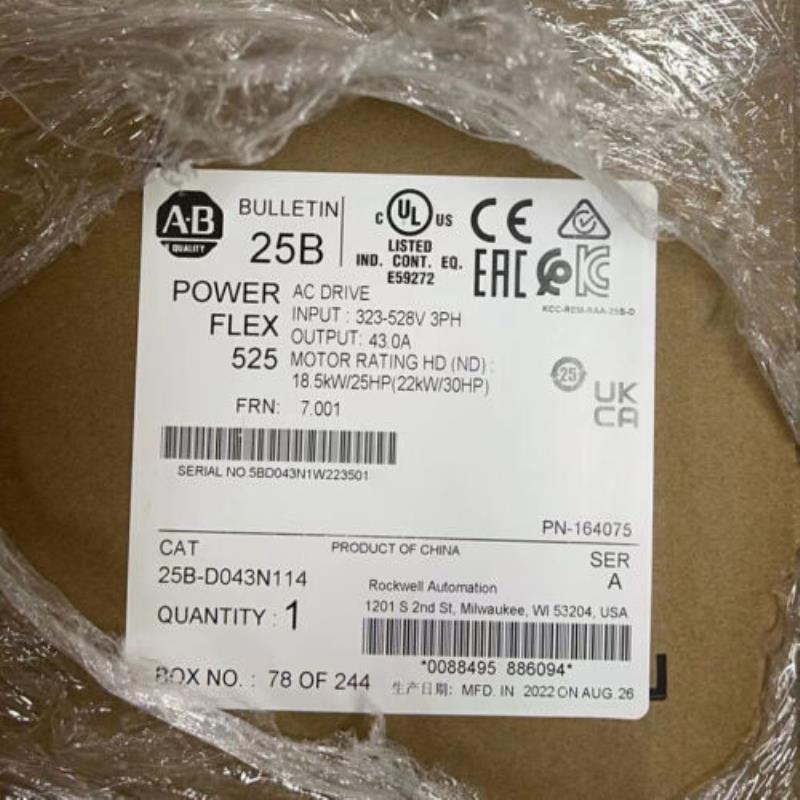 供应原装AB25B-D043N114 /A PowerFlex 525 交流电驱动器 30HP/22