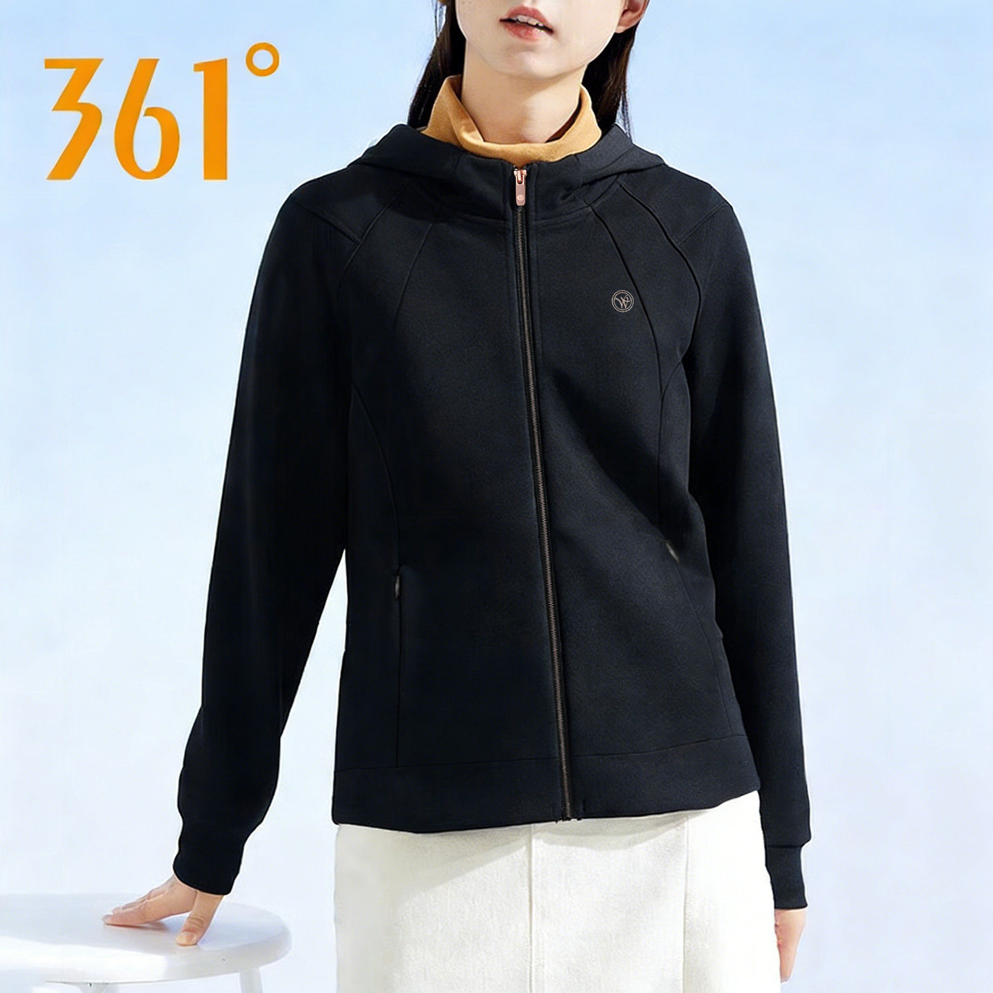 361度针织外套女2026春季新款连帽开衫卫衣女士休闲运动服上衣女