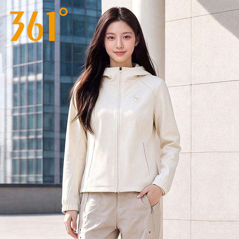商场同款丨361度运动风衣女2026秋季新款连帽户外跑步梭织外套女