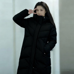 361度长款羽绒服女款冬季新款加厚保暖女士黑色羽绒大衣运动外套