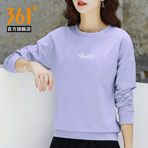 361度卫衣女士长袖上衣春秋季女装圆领套头衫宽松休闲运动针织衫