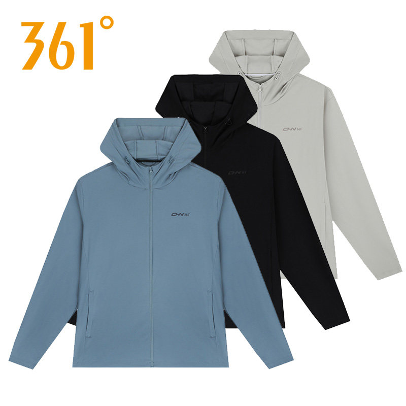 【商场同款】361度运动风衣男2026春季薄款连帽防晒衣梭织外套男