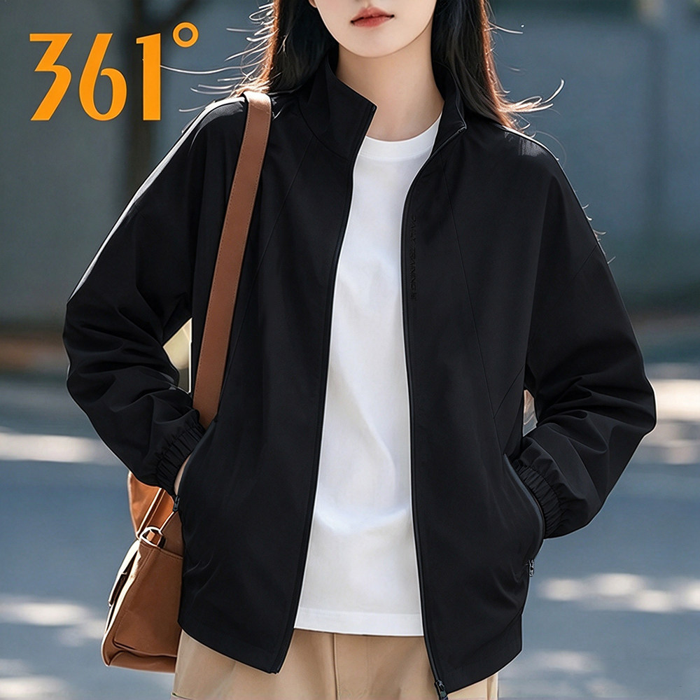 361度运动外套女2026秋季新款立领单风衣女士梭织夹克休闲上衣女