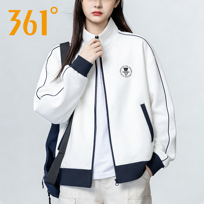 361度针织外套女2026年春季新款立领开襟卫衣女士休闲运动服上衣