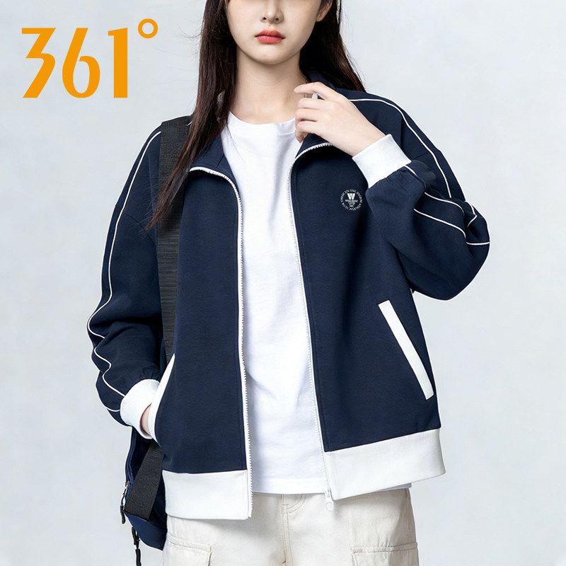 361度女春秋季立领针织运动卫衣