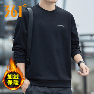 361度运动卫衣男2025秋冬季加绒保暖圆领长袖宽松休闲针织上衣男