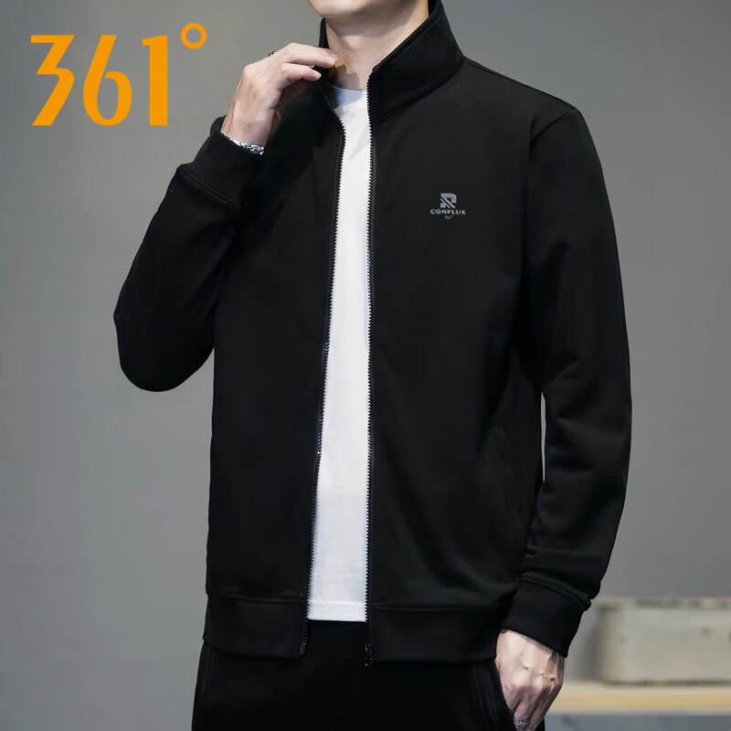 361度运动外套男士2026秋季新款针织开衫立领卫衣红色休闲上衣男