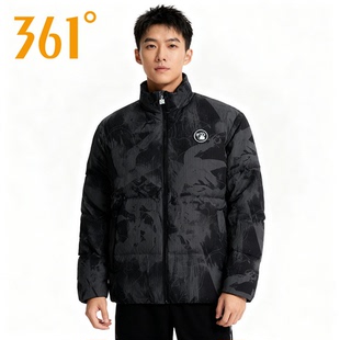 361度冬季羽绒服男短款时尚立领面包服加厚男款迷彩运动服外套男