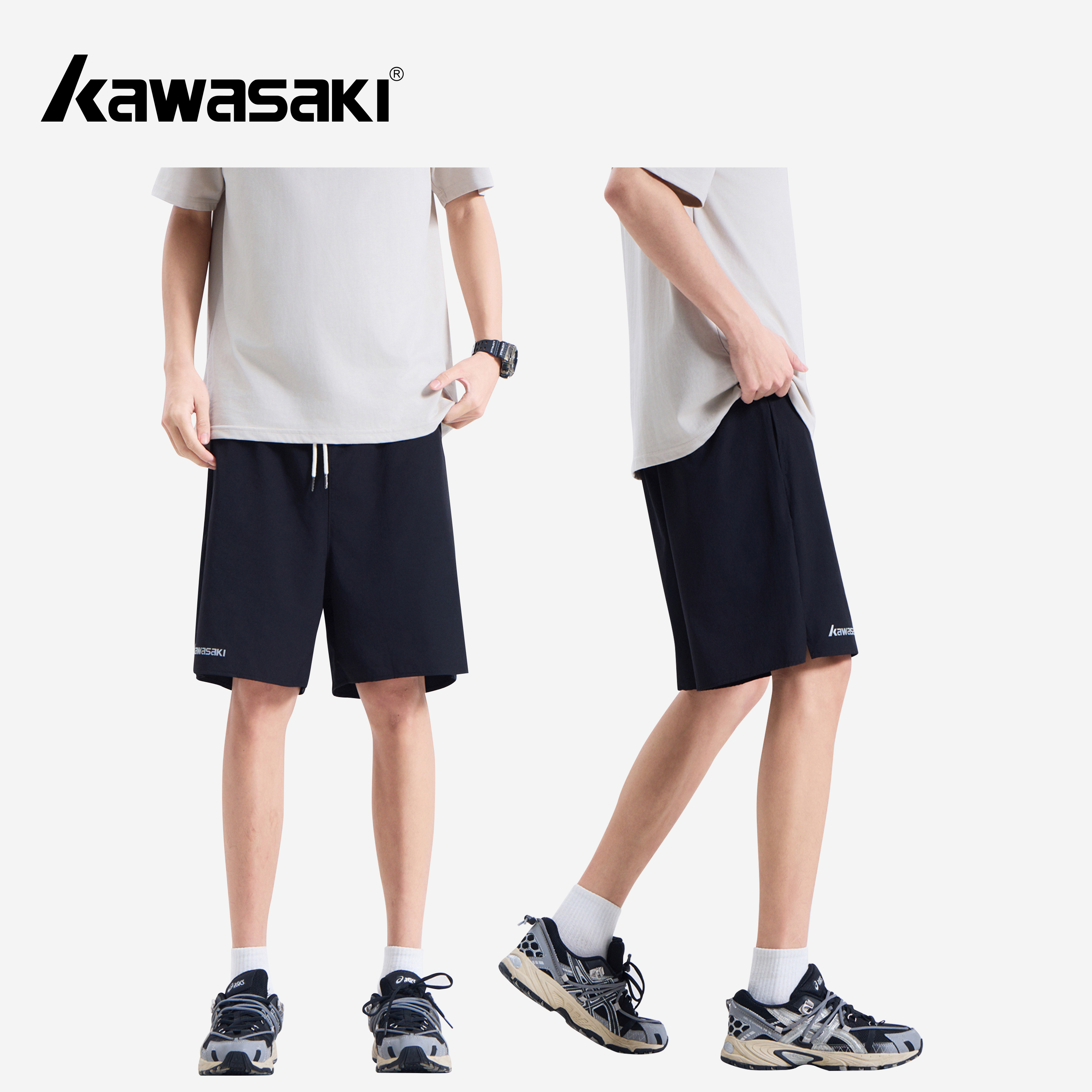 Kawasaki川崎纯色简约五分短裤