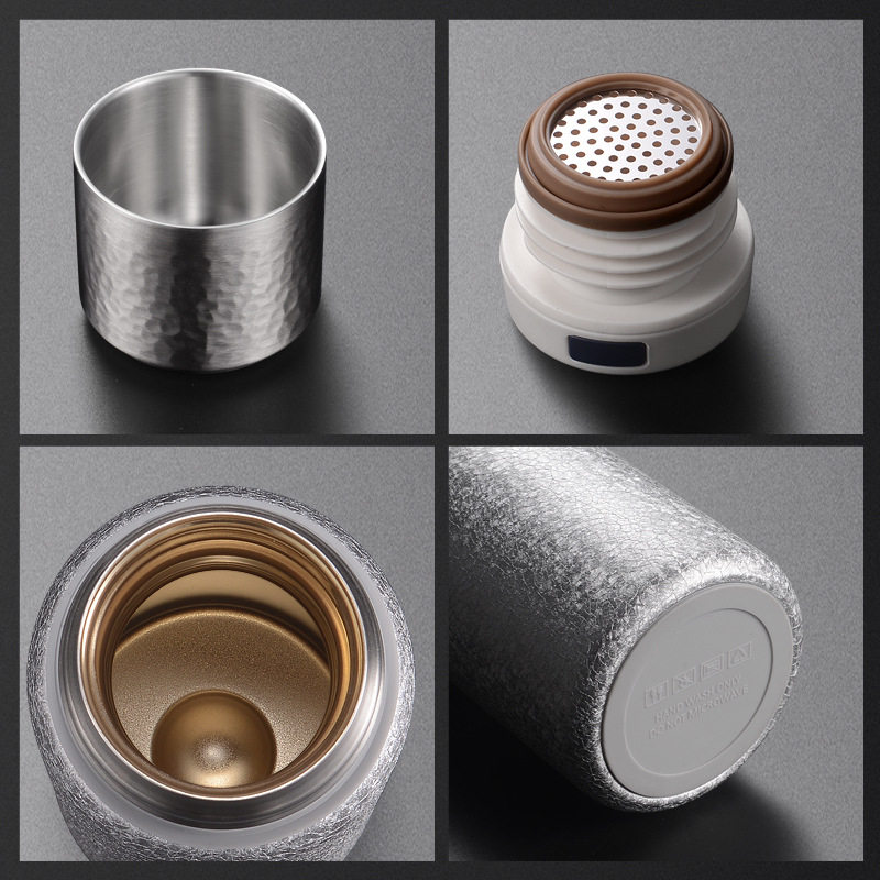 覆钛保温杯高颜值不锈钢焖茶杯茶水分离锤纹杯水杯轻奢高级感礼品