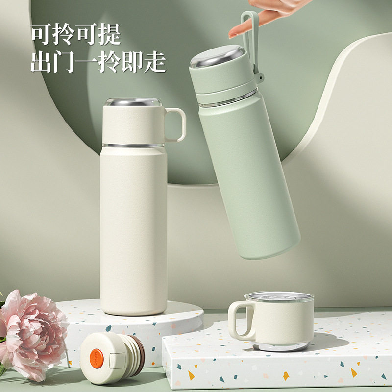 一盖双饮大容量保温杯男女高颜值水杯316不锈钢水壶高级感杯子
