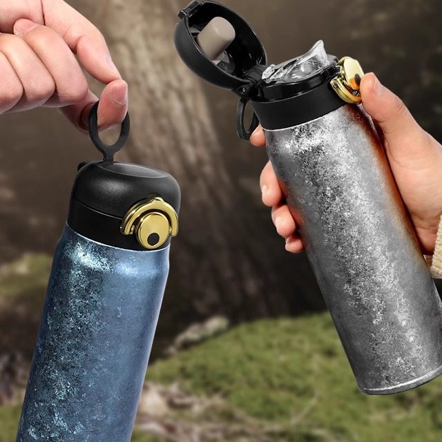 纯钛保温杯双层钛杯弹跳盖便携直饮杯高颜值茶杯车载轻量直身水杯