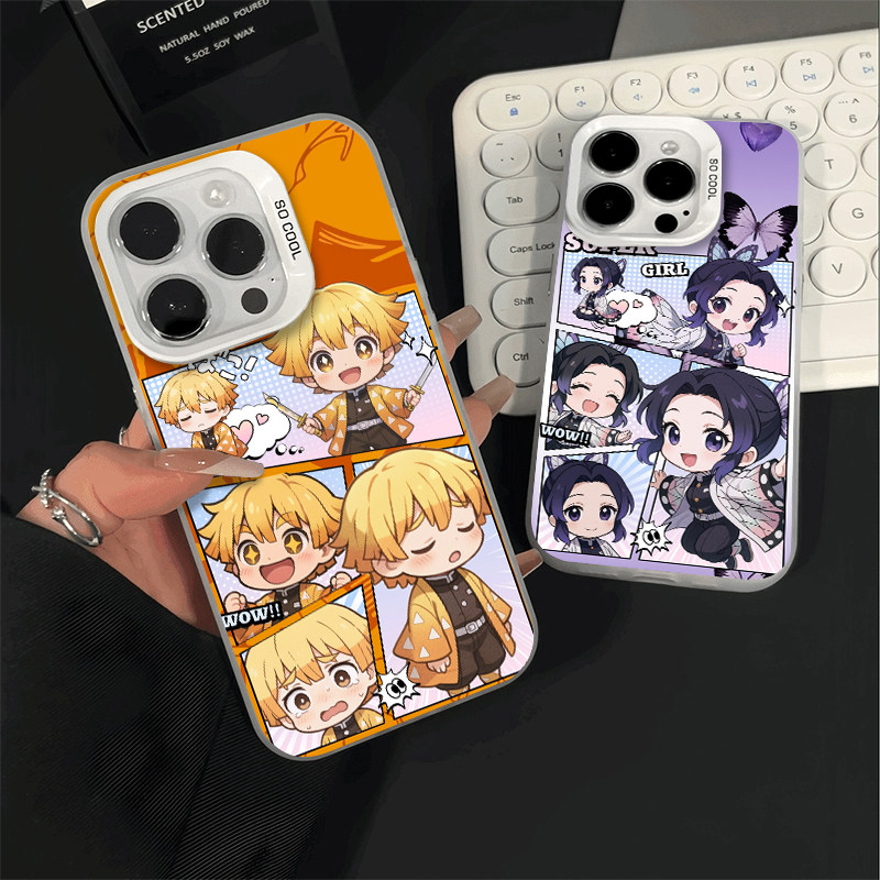 Q版鬼灭之刃适用苹果17手机壳iphone16promax我妻善逸15蝴蝶忍14plus动漫13mini彩银12新款11/x/8/xr/xs/7/se