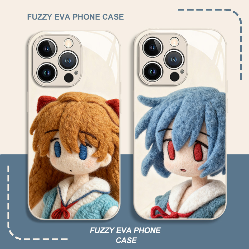 毛绒EVA适用苹果17手机壳iphone16promax情侣15明日香14plus绫波丽13mini玻璃12新款11卡通x动漫8/xr/xs/7/se