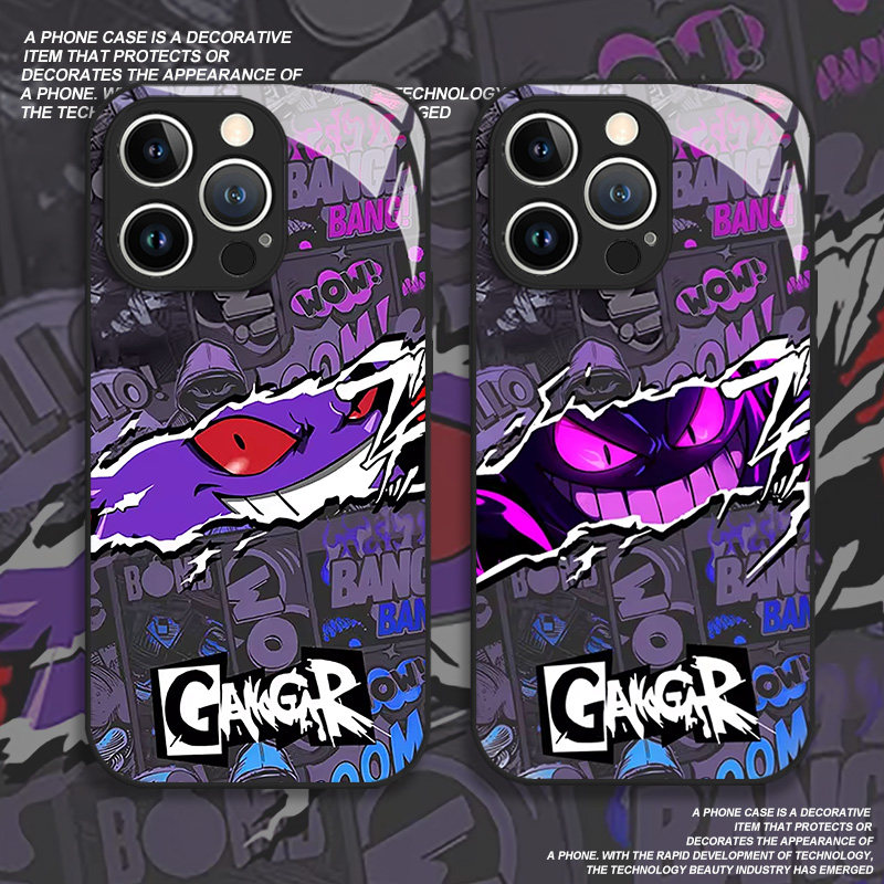 恶魔耿鬼适用苹果17手机壳iphone16promax宝可梦15潮牌14plus动漫13mini玻璃12新款11黑色x男生8套xr/xs/7/se
