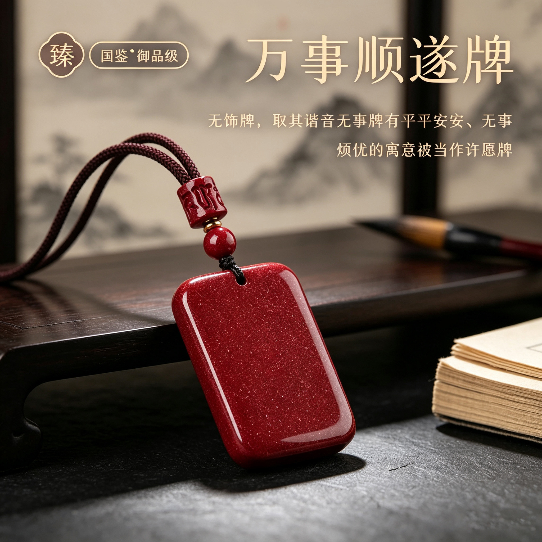 朱砂无事牌吊坠本命年护身转运