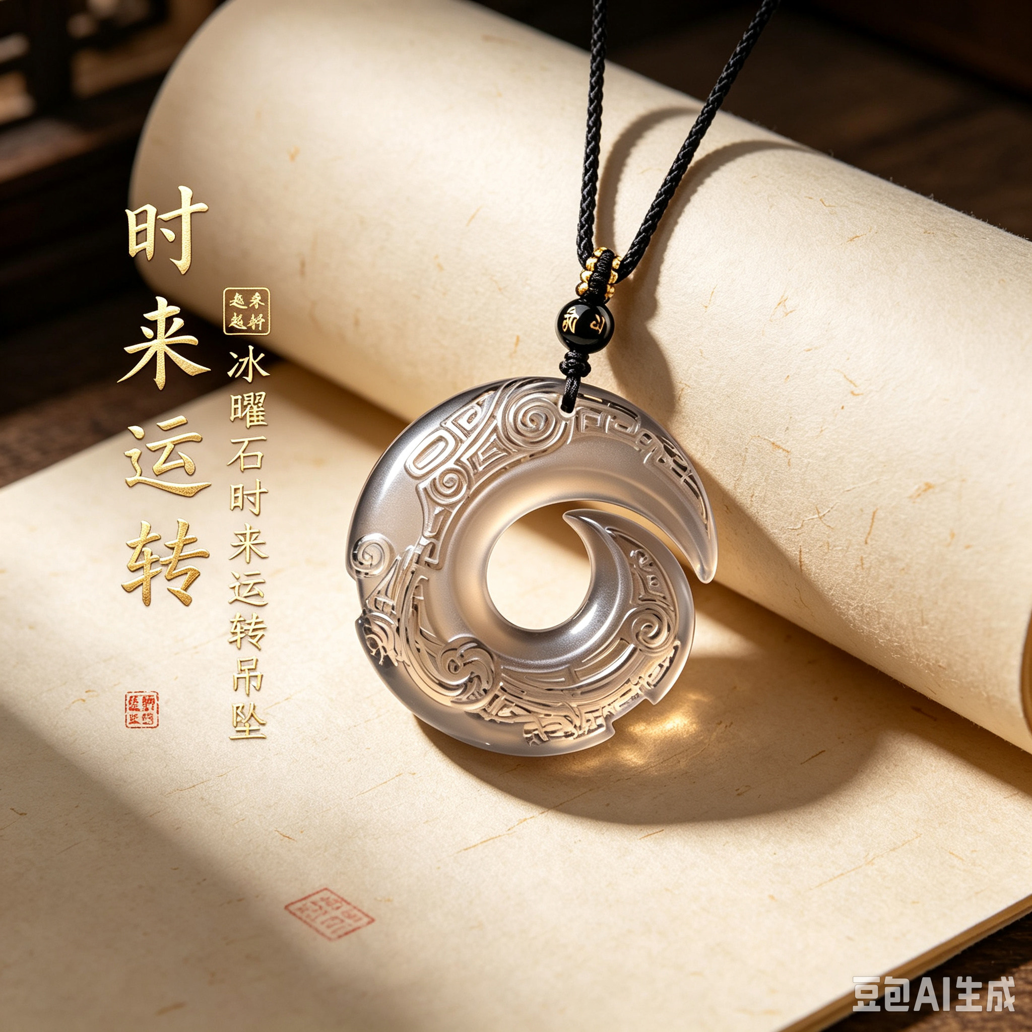 天然黑曜石时来运转本命年项链