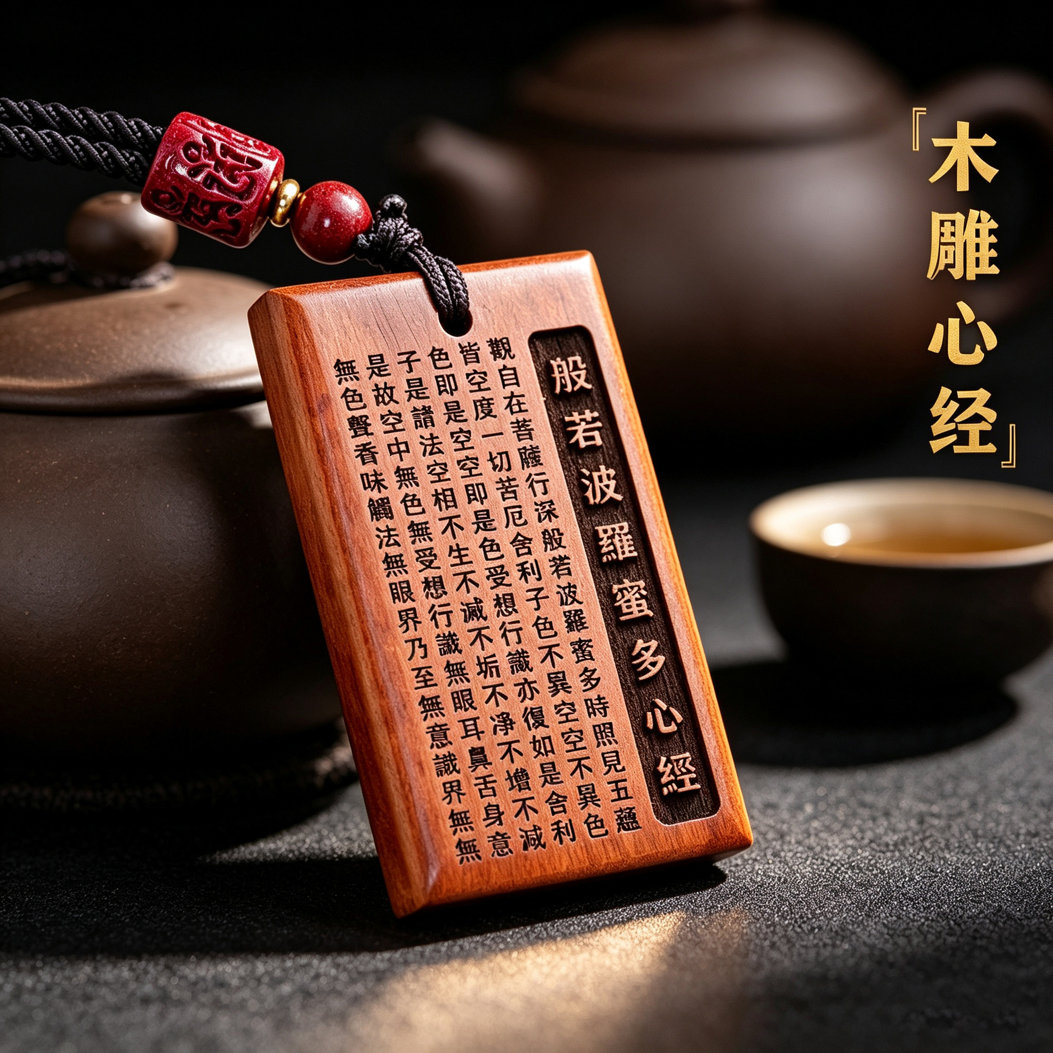 老桃木般若心经本命年转运吊坠