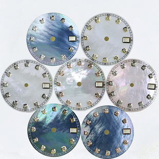 日志表盘28.5mm贝母面钻石钉字面适用于NH35/36机芯手表改装配件