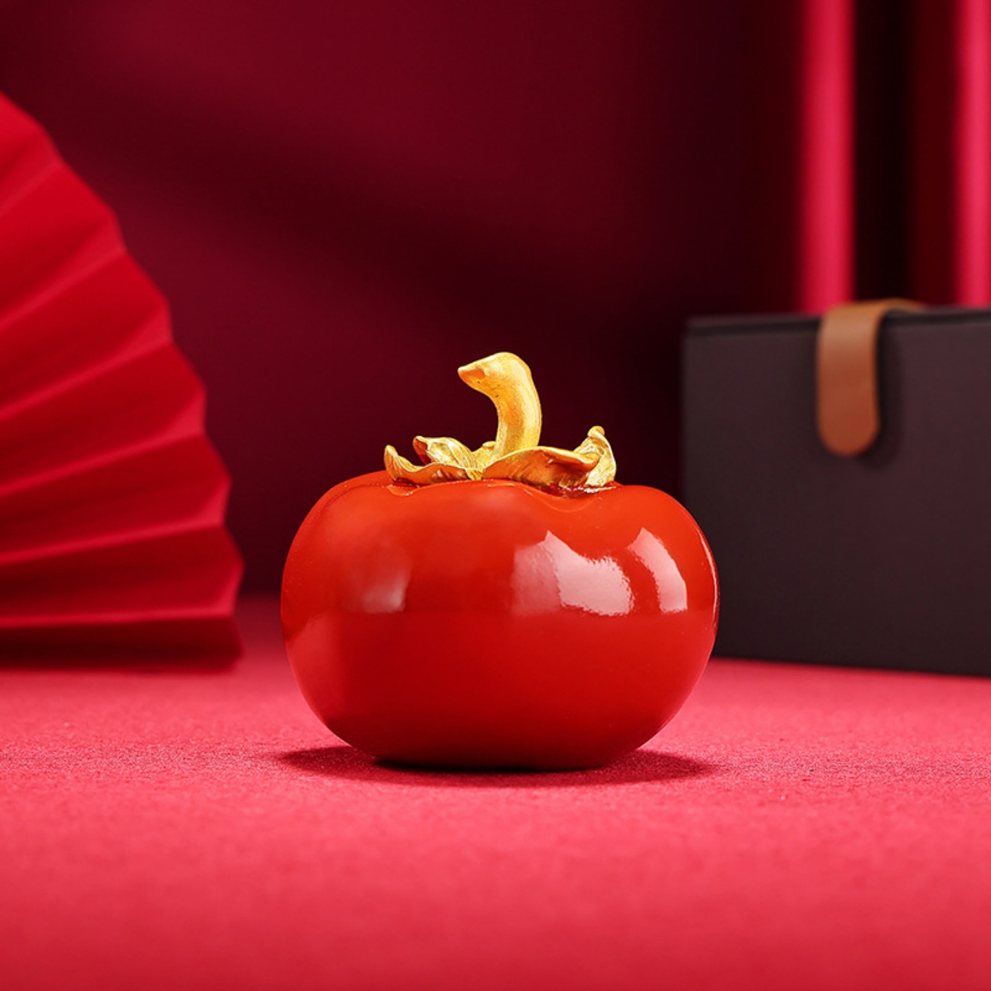 彩铜柿柿如意柿子摆件