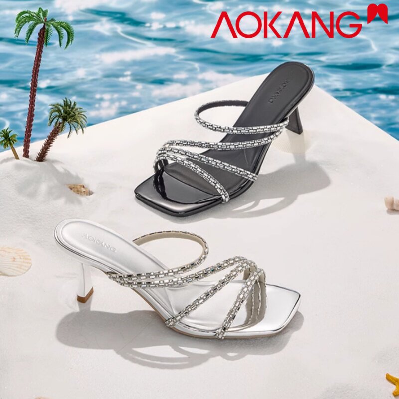 奥康凉鞋女高跟鞋夏季2025新款外穿时尚高级感配裙子显腿长细跟