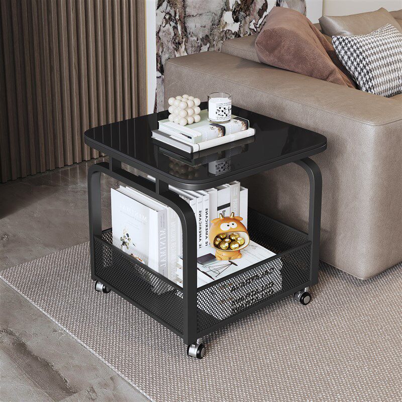 精选意式极简玻璃沙发边几客厅2025新款可移动茶几小推车角几床头
