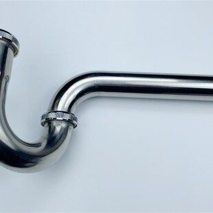 精选304加厚不锈钢面盆防臭下水管洗脸盆横式入墙U型排水管P型弯