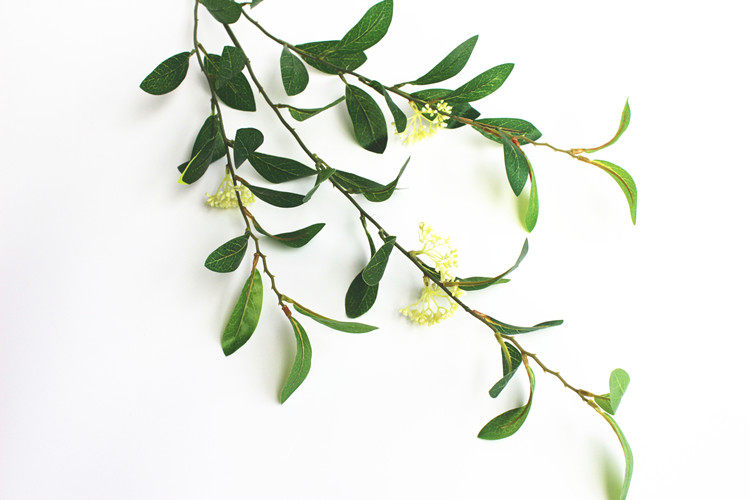 仿真桂花叶假花绿植叶子落地装饰树枝高枝植物墙插花配材树叶花枝