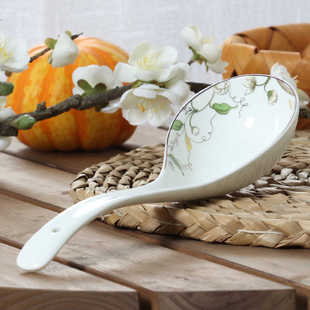 骨瓷餐具大马戈勺 大汤勺 长柄勺子陶瓷勺创意纯白色骨瓷勺子套装