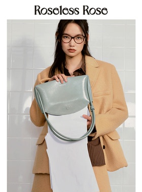 RoselessRose包包纯色腋下包复古小众设计单肩斜挎包真皮大容量女