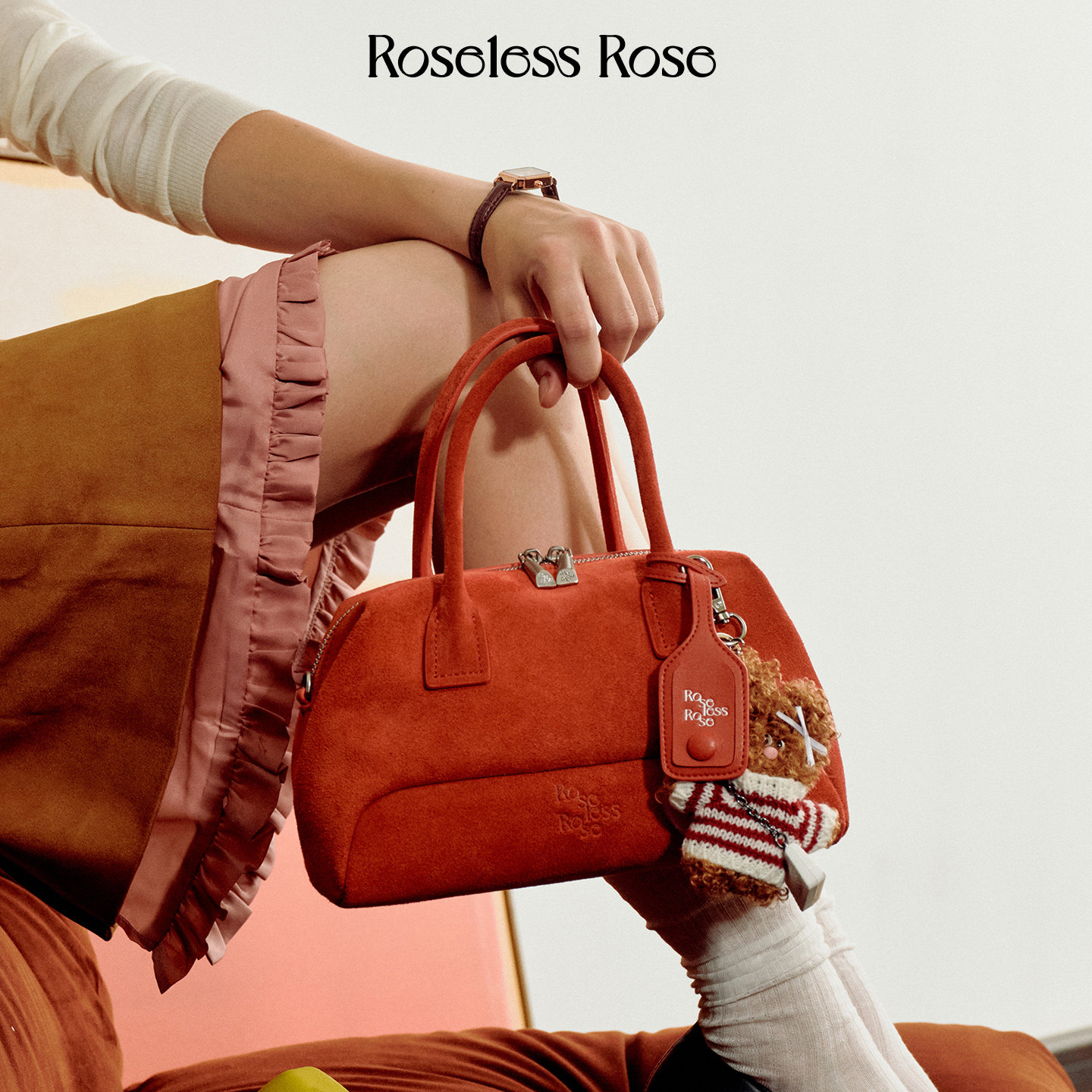 RoselessRose波士顿包小众保龄球包女手提斜挎包小众设计真皮包包图片