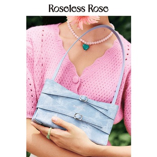 RoselessRose真皮仿牛仔包新款 小众设计腋下包单肩高级手拎包新款
