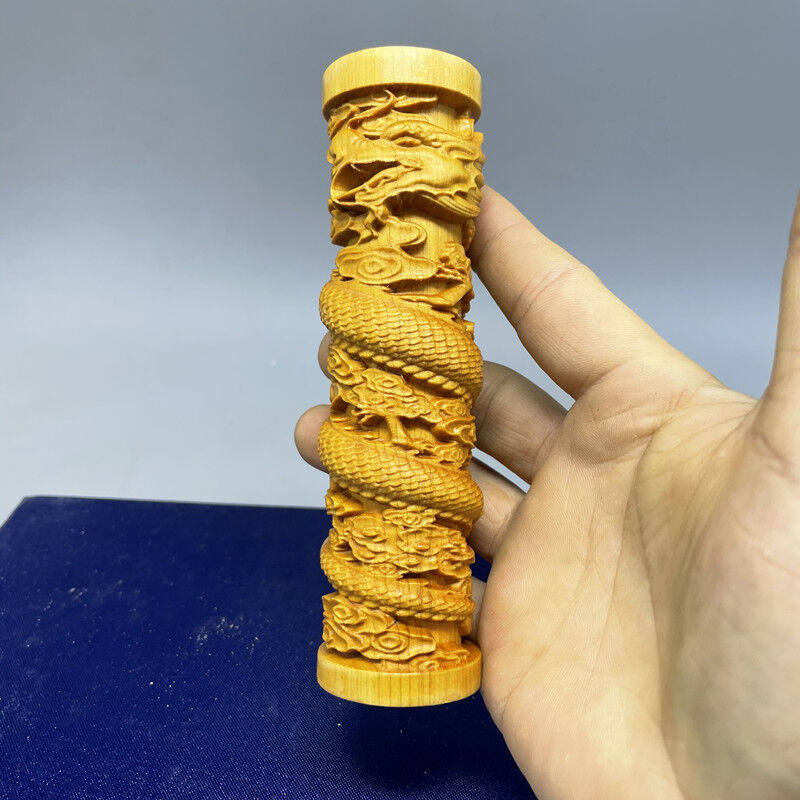 ZCQBCY崖柏木雕生肖龙工艺品手把件盘龙柱手柄蟠龙客厅家居装饰品