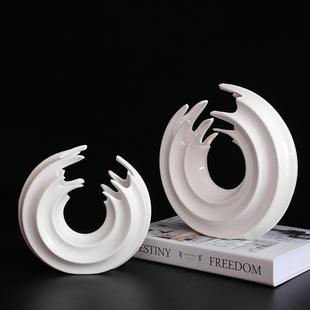 搭配设计白色陶瓷异形摆件样板间书柜装 饰架隔断展示柜建材