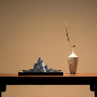 新中式假山陶瓷摆件枯山水笔架摆件玄关装饰艺术酒店软装摆设