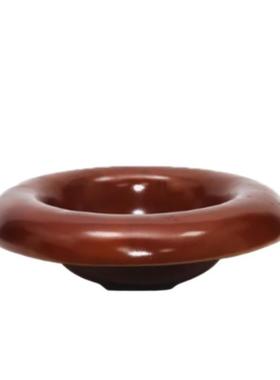 意式创意简约中古果盘枣红水果盘原型样板房客厅茶几装饰品摆件