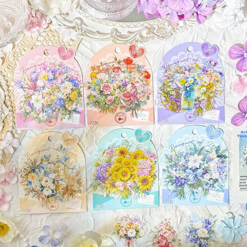 悦真花束爱恋防水贴纸