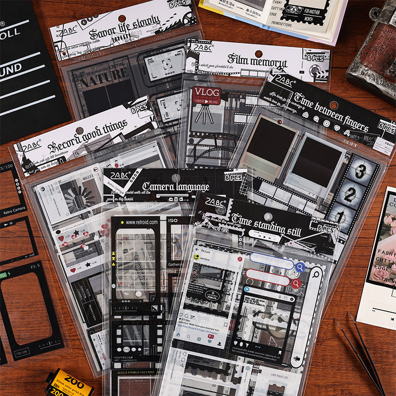 悦真复古电影胶片主题贴纸套装DIY手账装饰贴纸包