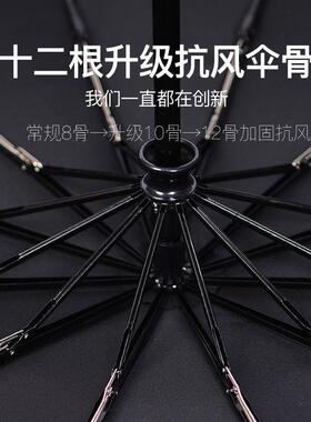 黑色雨伞大号全自动折叠130CM暴雨专用加固加厚结实抗风晴雨两用