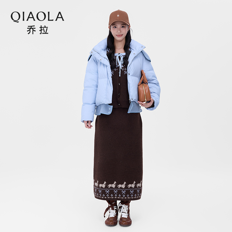 乔拉立领长袖短款羽绒服外套女