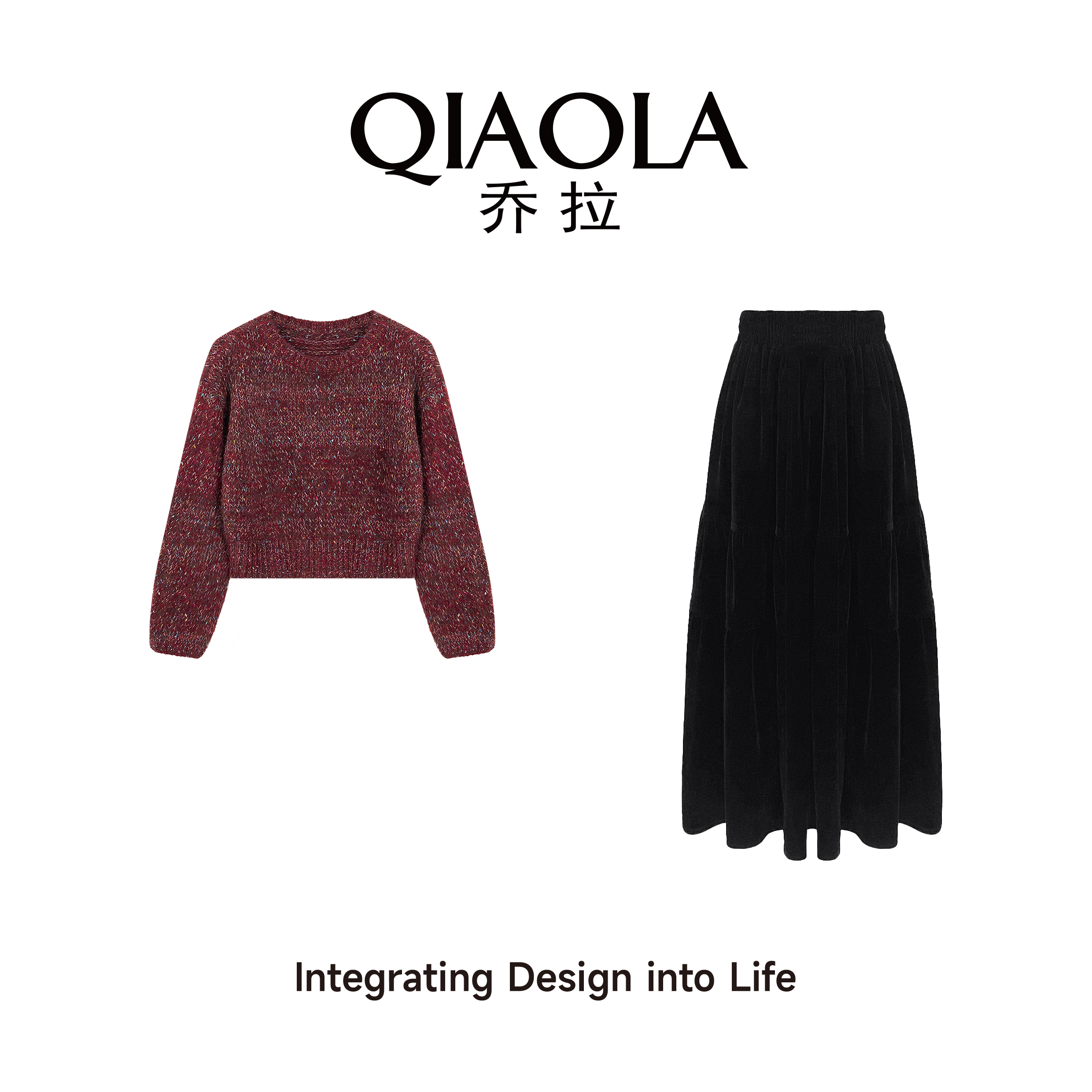 乔拉彩点毛织圆领针织衫女