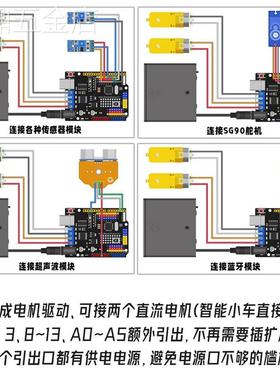 forarduino开发板UNOR3编程智能小车主控带电机驱动集成扩展板
