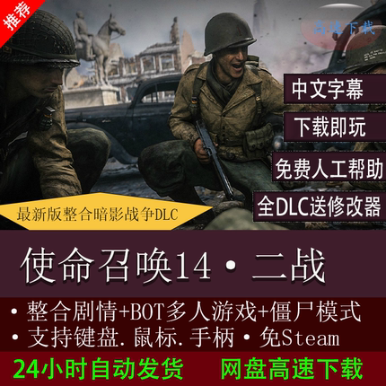 使命召唤单机版cod14二战pc电脑中文游戏免steam下载修改器存档