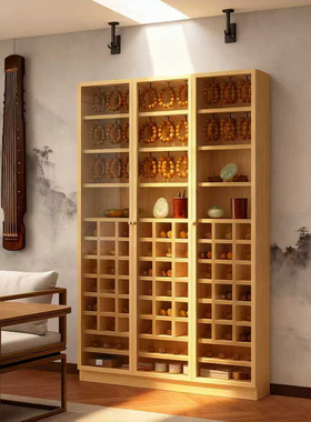 实木手串陈列柜文玩店首饰珠宝展示柜玻璃门防尘壁挂式储物多宝阁