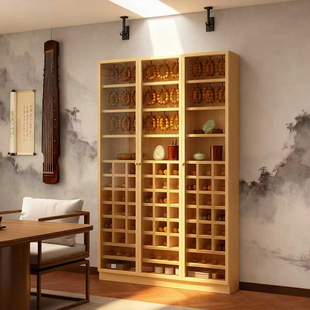 实木手串陈列柜文玩店首饰珠宝展示柜玻璃门防尘壁挂式储物多宝阁