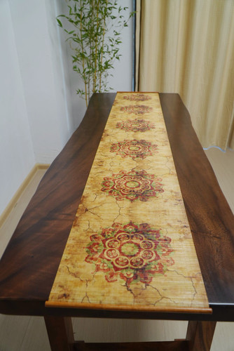 「敦煌宝相花」团花新中式禅意桌旗茶席茶桌垫布双层茶垫防水茶旗