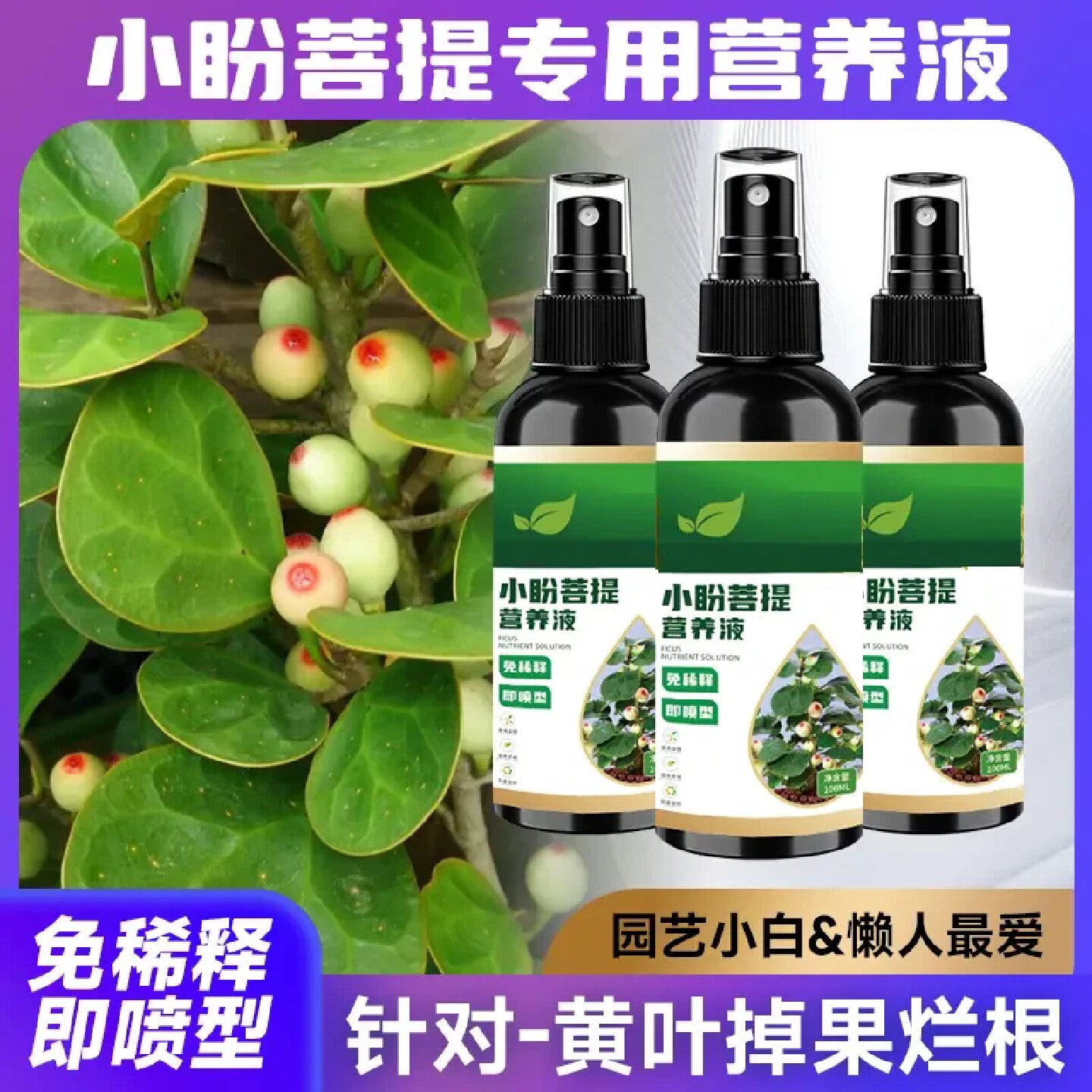 小盼菩提专用营养液促生根壮苗防黄叶掉叶落果不结果烂根枯萎难养